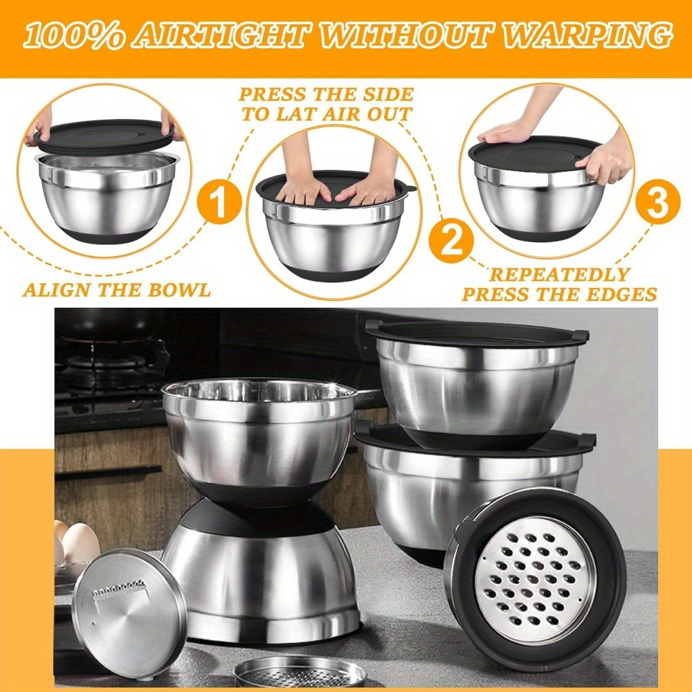 스테인레스 스틸 혼합 그릇 세트, 뚜껑이 달린 혼합 그 - Kitchen Gadgets And Equipment 리뷰 및 가격
