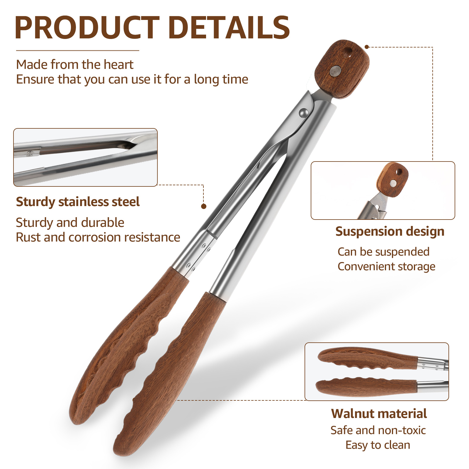 2/3개입 음식 집게 호두나무 주방 요리용 집게 열 저 - Kitchen Gadgets And Equipment 리뷰 및 가격