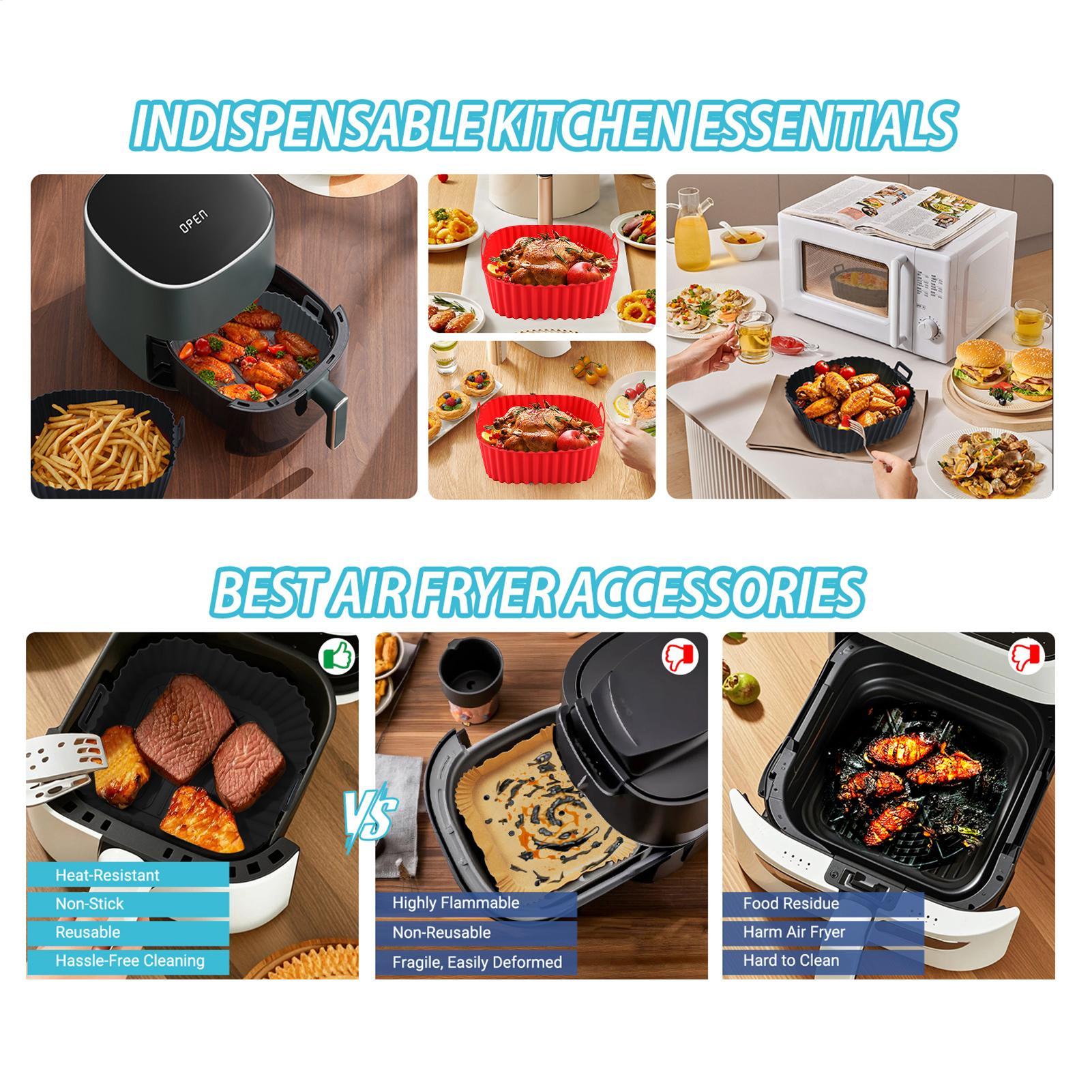 실리콘 에어프라이어 라이너 사각 에어프라이어 바스켓 플 - Kitchen Gadgets Men 리뷰 및 가격