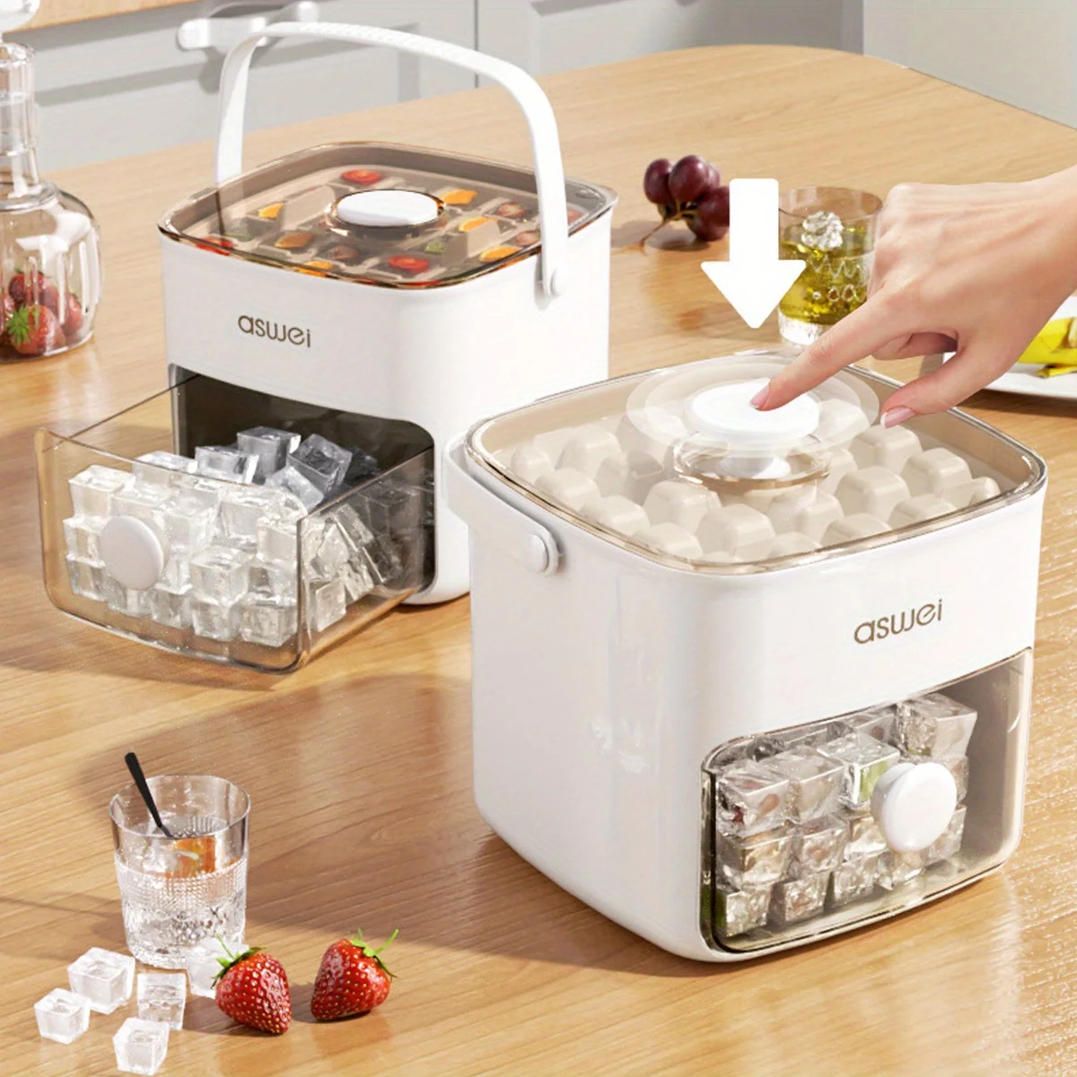 쉬운 누름 뚜껑이 있는 48큐브 제빙기 - 더블 레이어 - Kitchen Gadgets Essential 리뷰 및 가격