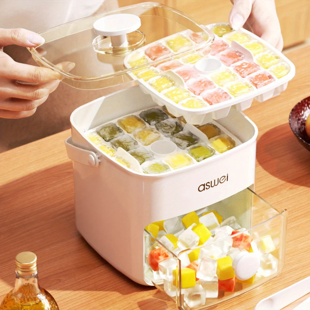 쉬운 누름 뚜껑이 있는 48큐브 제빙기 - 더블 레이어 - Kitchen Gadgets Essential 리뷰 및 가격