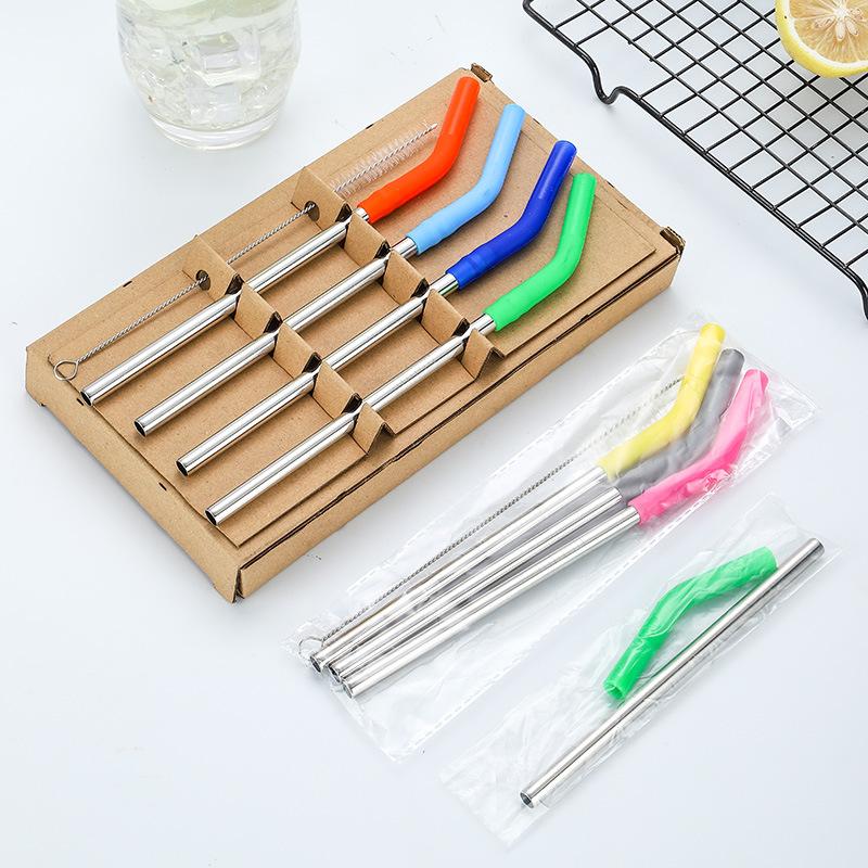 1세트 긴 스테인리스 빨대 실리콘 빨대 슬리브 포함 음 - Kitchen Gadgets And Equipment 리뷰 및 가격